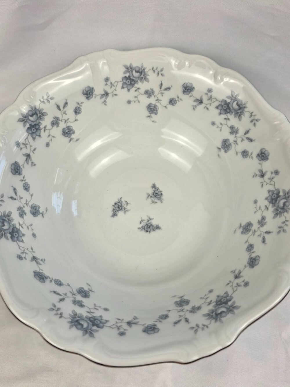 Johann Haviland Blue Garland Serving Bowl 8 1/2 Inch White with Blue Flowers